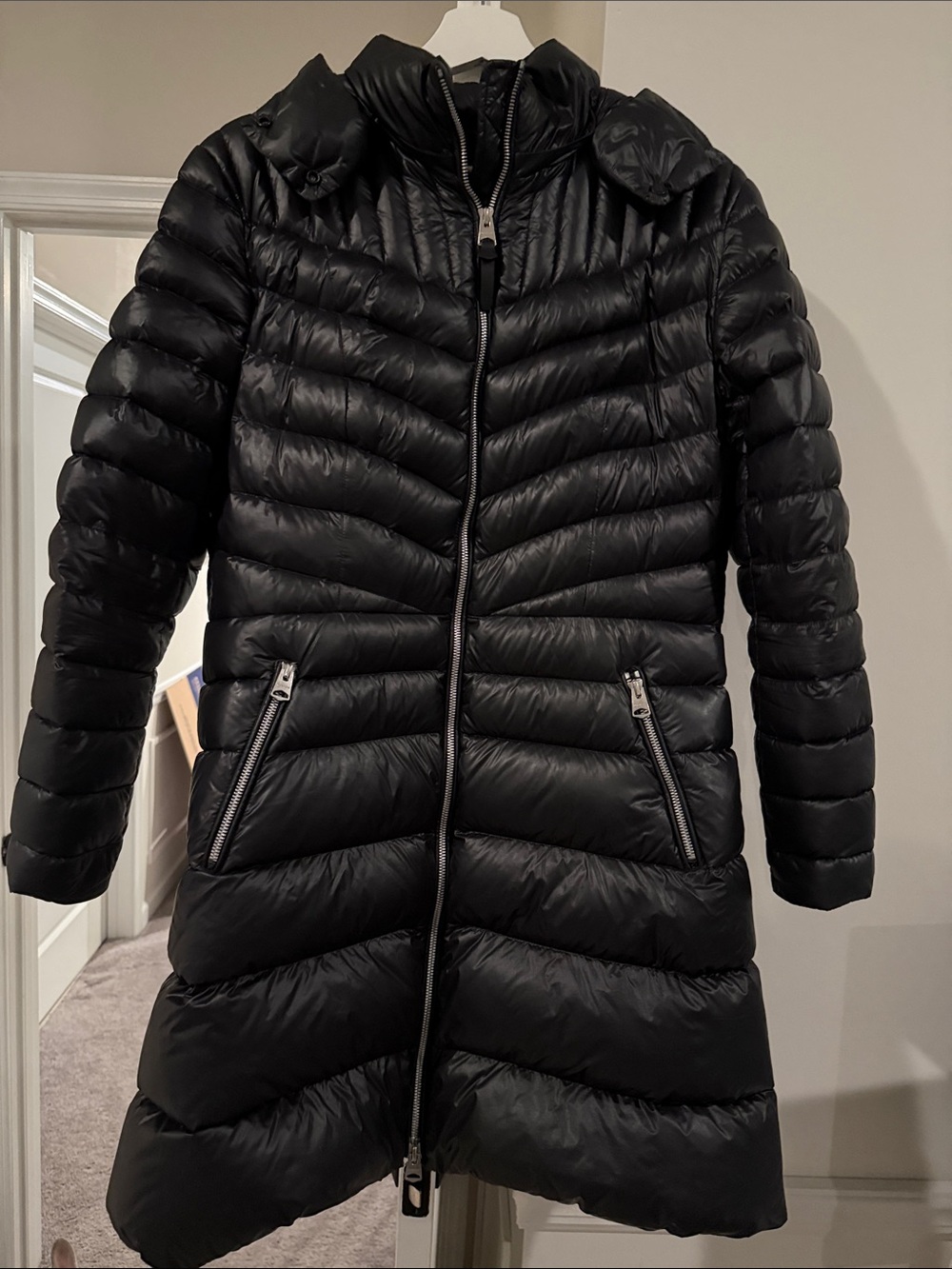 Mackage Black Quilted Long Puffer Coat with Hood in Size L